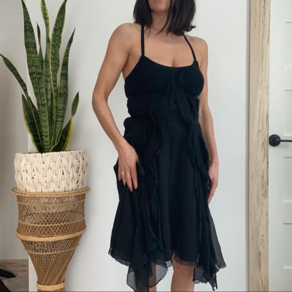 Armani Exchange silk gothic romantic fairycore black dress